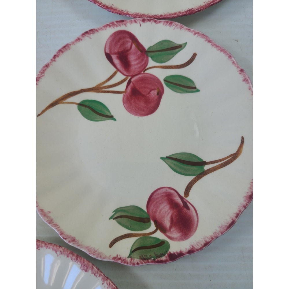 Blue Ridge Southern Pottery Bread Plate Apple Cherry Set Of 5 - Picture 4 of 8